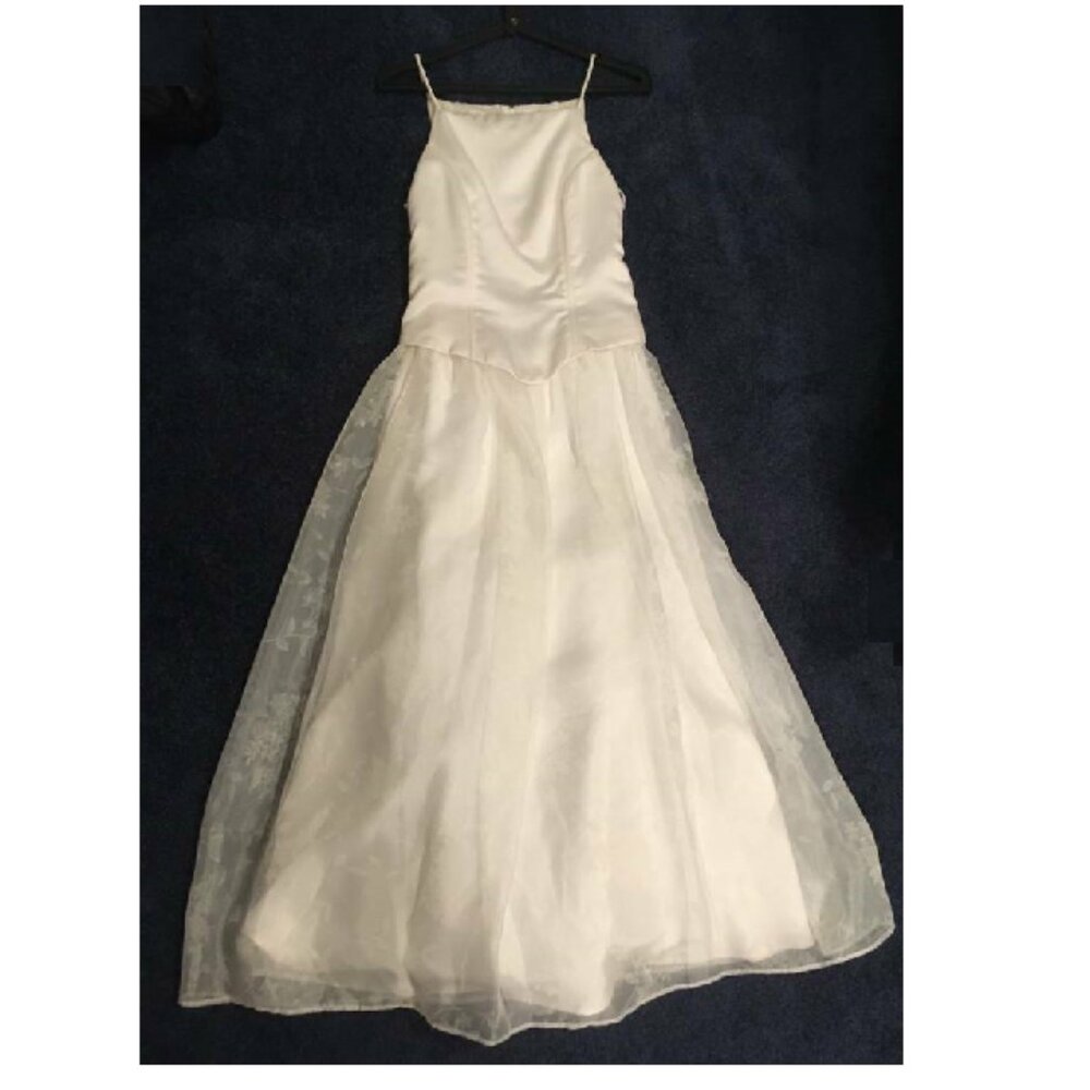 Vintage Laced Corset Prom Wedding Ball Gown Princess Dress, Ivory White, Size 8